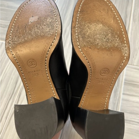 SOLD CHANEL black leather ankle boots size logo 38.5 8.5 - Picture 8 of 11